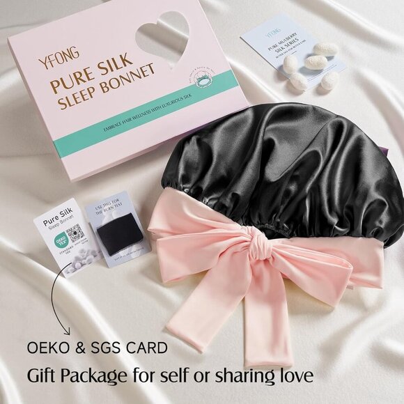 Silk Bonnet Sleeping Cap Unisex Large Double Layer Hair Wrap for Curly Long main image 4